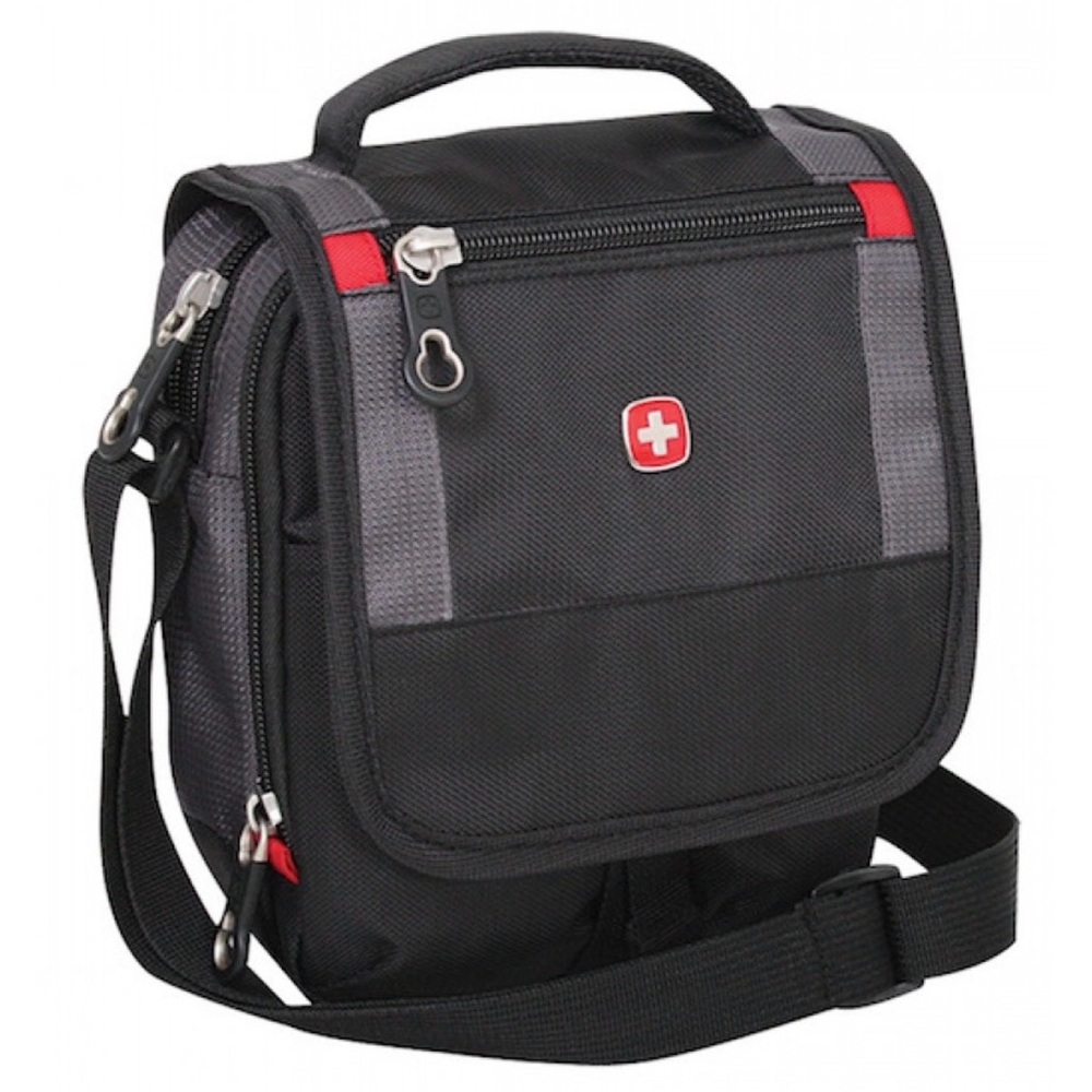 Swiss Army Stylish Black and Red Men's crossbody mini Bag with adjustable straps